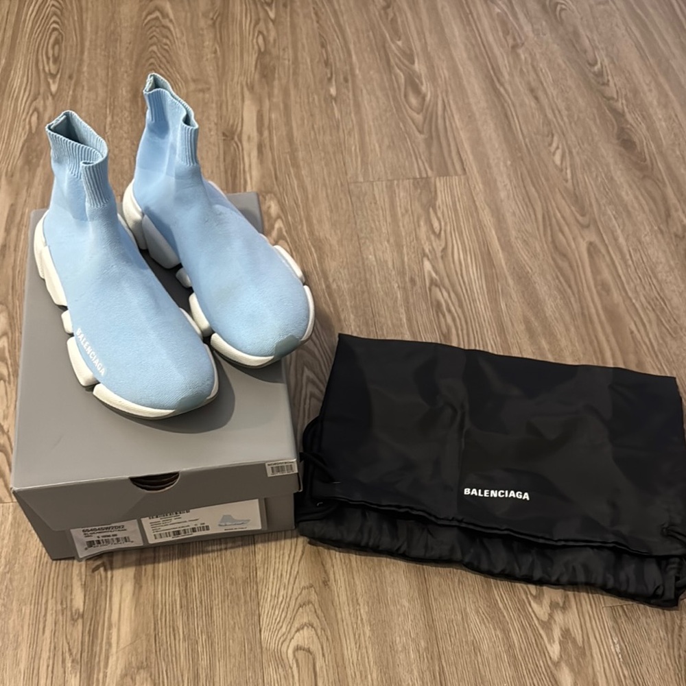 Balenciaga Light Blue Speed Trainers - Picture 3 of 5